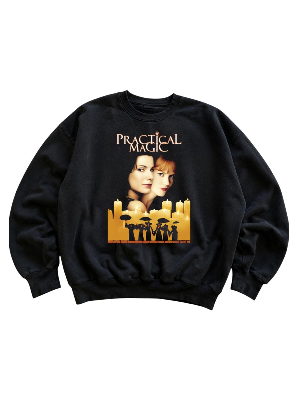 Gildan Practical Magic Black Graphic Crewneck Sweatshirt